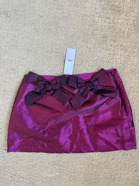Urban Outfitters Shimmering Fuchsia Mini Skirt with Double Bow Detail